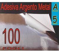100 FOGLI A5 ADESIVA ARGENTATA METALLICA LUCIDA STAMPA LASER - FOTOCOPIATRICI