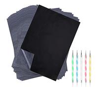 100 Fogli Carta Carbone Nera Carta Copiativa per Tessuti Carta Carbone per Disegno Carta Carbone per Tessuti per Tela Legno e Altre Superfici Artistiche con 5 Pezzi Stilo per Goffratura