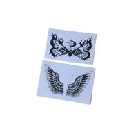 100 fogli di adesivi for tatuaggi temporanei a forma farfalla, ali d'angelo e diavolo, impermeabili, for uomini donne, con piume, fantastici neri(100pcAB)