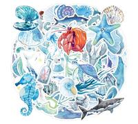 100 fogli di adesivi sulla vita marina, adesivi della serie oceanica dipinti a mano, adesivi oceanici per bambini, autoadesivi impermeabili, adesivi graffiti diario, adesivi decorativi fai-da-te