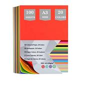 100 fogli di carta colorata, formato A3, carta origami su entrambi i lati, per attività artistiche e artigianali per bambini (120 g/m²), carta da costruzione, 420 mmx297 mm