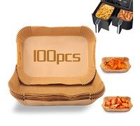 100 fogli di carta da forno rettangolari per friggitrice ad aria, per friggitrici Ninja Foodi DualZone a 2 cestelli DZ201, DZ401, FG551 Foodi Smart XL 6 in 1 per griglia interna