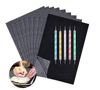 100 fogli di carta di carbonio nera, foglio di trasferimento carta da livello, grafite, formato A4, con set di penne per goffratura, idea di carta/legno/tela/tela e altre superfici