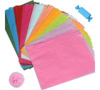 100 fogli di carta velina, 21 x 30 cm, carta da imballaggio, carta velina colorata per pompon, fai da te e hobby creativi(10 colori)