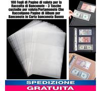 100 Fogli di Pagine di valuta per la Raccolta di Banconote - 3 Tasche custodie