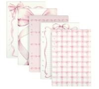 100 fogli di ricarica per raccoglitori, con fiocco rosa, formato A5, spessore a 6 fori, 120 g/m², fogli sfusi per raccoglitori a 6 anelli, diario di viaggio, diario di bilancio, a righe e bianco