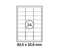 100 Foglia Stampante Etichette 63,5 X 33,9 MM din A4 (2400 Pz. Eti Laser Inkjet