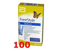 100 Freestyle Optium strisce reattive diabete test glucosio scadenza: 02-2027