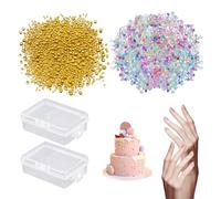 100 g, Perline Rotonde Non Porose, 2 Pezzi, Scatola Portaoggetti, Colorate a Bolle, Decorative per Nail Art, Dorate, per Manicure e Decorazioni Torte