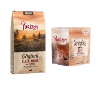 100 g Snack Gratis! 12 kg Purizon Crocchette per cani - Senior Black Angus con Tacchino