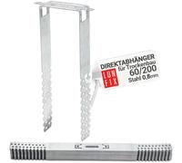 100 ganci diretti da 60/200 mm per cartongesso, per profili CD 60/27, da soffitto, spessore del materiale 0,8 mm, gancio a U, montaggio preciso del profilo del soffitto