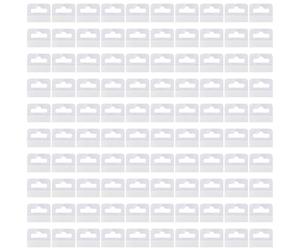 100 ganci in plastica trasparente autoadesivi per merchandising, per appendere la scheda, soluzione di archiviazione domestica