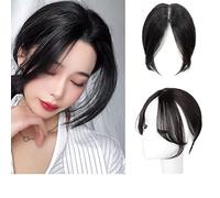 100% Genuine Topper Separazione laterale centrale capelli veri, 11 pollici Toppers per capelli per le donne estensioni dei capelli umani reali, per le donne con frangia più sottile frangia capelli