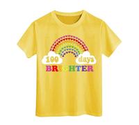 100 Giorni Camicia Scuola per Ragazzi e Ragazze nei Miei 100 Giorni Maglietta con Stampa "Happy 100th Day of School", giallo., 6-7 Anni