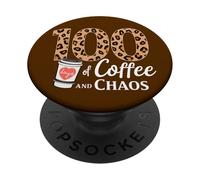100 giorni di caffè e caos 100 ° giorno scuola retrò leopardo PopSockets PopGrip Adesivo