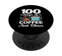 100 giorni di caffè e caos insegnante di scuola Genitore PopSockets PopGrip Adesivo