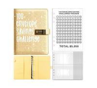 100 giorni di risparmio di denaro sfida moneta busta budget storage libro, budgeting buste per ufficio, casa e coppie piano per il futuro (colore giallo password castello)