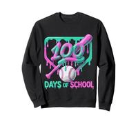 100 Giorni di Scuola Baseball Ice Cream Drip Giocatore 100 ° Giorno Felpa