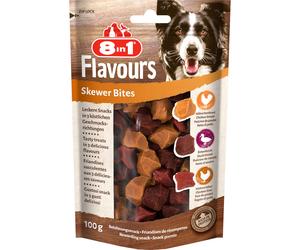 100 gr 8in1 Flavour Skewer Bites Snack Premio Ricompensa Bocconcini di Spiedino con Petto d'Anatra di Pollo e Fegato per Cani di Tutte le Taglie