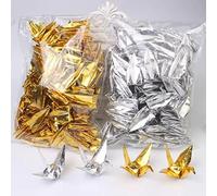 100 gru di carta origami premade iridescenti color oro 10 cm piegate 1000 gru giapponesi stringa mobile stringa colombe ghirlanda fai da te per San Valentino festa di nozze decorazioni sfondo uccelli