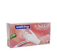 100 Guanti monouso bianchi in synthex Walking Silk S 6-6,5