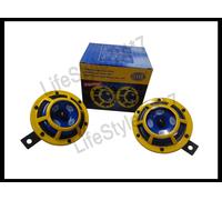 100% Hella 12V Yellow Grill Panther Dual Sharp Tone Horn Set 415/385HZ