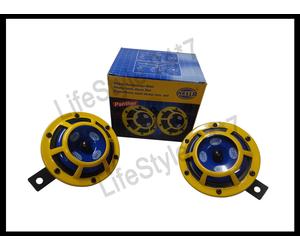 100% Hella 12V Yellow Grill Panther Dual Sharp Tone Horn Set 415/385HZ