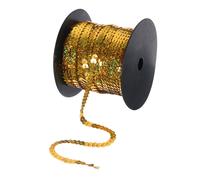 100 Iarde Piatto Paillette Striscia 6mm Laser Paillettes Tessuto Oro