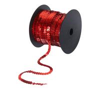 100 Iarde Piatto Paillette Striscia 6mm Laser Paillettes Tessuto Rosso #1