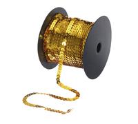 100 Iarde Piatto Paillette Striscia 6mm Laser Paillettes Tessuto Scuro Oro