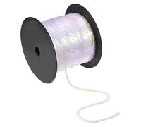 100 Iarde Piatto Paillettes Striscia Lustrini Corda Nastro,Trasparente Bianco