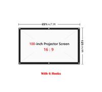 (100 inch + 6 Hooks)Schermo Proiettore Portatile Pieghevole 169 Hd Esterno Home Cinema Teatro Film 3d