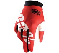 100% iTrack Guanti Motocross, bianco-rosso, taglia XL per maschi