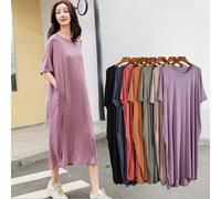 100 Kg Indossare Abito da notte Donna Manica corta Camicia da notte in cotone modale Camicie da notte lunghe allentate femminili Abiti estivi per la casa delle donne