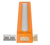 100 lame a bordo singolo per raschietto con distributore - 3,8 × 1,9 cm, acciaio al carbonio - compatibili con raschietti standard - per rimuovere vernice, adesivi, etichette e aprire scatole