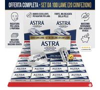 100 Lamette da Barba ASTRA Superior Stainless Blu - 20 Pacchetti da 5 Lame