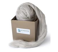 100% lana 226g roving, grigio. Lana pettinata vergine per infeltrimento, Feltro di Lana ad Ago, feltro bagnato, artigianato e filatura a mano. Colori naturali, non trattato. Filo morbida (grey)