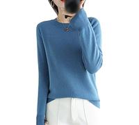 100% Lana Cashmere Maglione Delle Donne O Collo Pullover Casual Maglia Top Autunno Inverno Cappotto, Blu, L