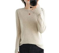 100% Lana Cashmere Maglione Delle Donne O Collo Pullover Casual Maglia Top Autunno Inverno Cappotto, Cammello poco profondo., XL