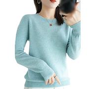 100% Lana Cashmere Maglione Delle Donne O Collo Pullover Casual Maglia Top Autunno Inverno Cappotto, Menta, L