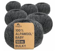 100% lana di baby alpaca, spessa 300 g (6 gomitoli da 50 g), non provoca prurito, morbido filato alpaca per lavoro a maglia e uncinetto, in 6 titoli, Bulky,50m per 50g