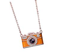 100 Lingue Proiettore Collana Elegante Clavicola Gioielli Robusto Materiali In Rame Per Croci Comunicazione Culturale Oro Rosa Macchina Fotografica Gioielli Di Fascino, Misura unica, come descritto