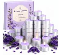 100 lumini da tè, 4 ore di combustione, candele profumate alla lavanda con