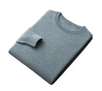 100% Maglione di Lana per gli Uomini Solido Pullover Senza Cuciture Maglione Business Casual Knitting Basic Jumper, Grigio 9 Pietra Gn8, M