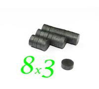 100 magneti in ferrite calamite da frigo 8x3mm. 100 pezzi.