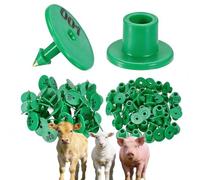 100 marchi auricolari, marchi auricolari rotondi digitali 001-1000, adatti per segni di identificazione di animali da allevamento di pecore/bovini/suini verde 001-100