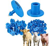 100 marchi auricolari, numerati 001-1000, marchi auricolari digitali rotondi per bestiame, adatti per l'identificazione del bestiame negli allevamenti di bovini, suini, ovini, suini e cer blu 301-400