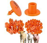 100 marchi auricolari, numerati 001-1000, marchi auricolari digitali rotondi per bestiame, adatti per l'identificazione del bestiame negli allevamenti di bovini, suini, ovini, suini arancione 401-500