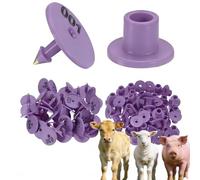 100 marchi auricolari, numerati 001-1000, marchi auricolari digitali rotondi per bestiame, adatti per l'identificazione del bestiame negli allevamenti di bovini, suini, ovini, suini e c Viola 801-900