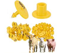100 marchi auricolari, numerati 001-1000, marchi auricolari digitali rotondi per bestiame, adatti per l'identificazione del bestiame negli allevamenti di bovini, suini, ovini, suini e yellow 801-900